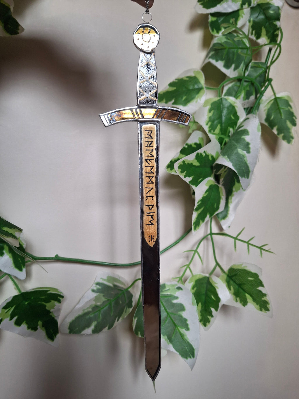 BBC Merlin- Escalibur sword mini stained glass - Medieval decor