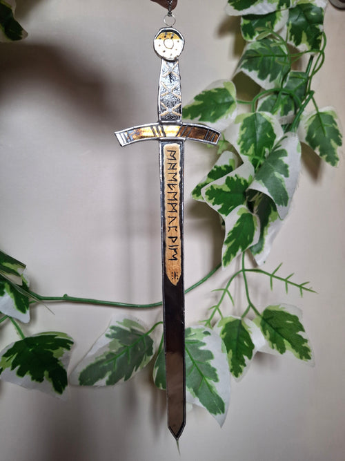 BBC Merlin- Escalibur sword mini stained glass - Medieval decor