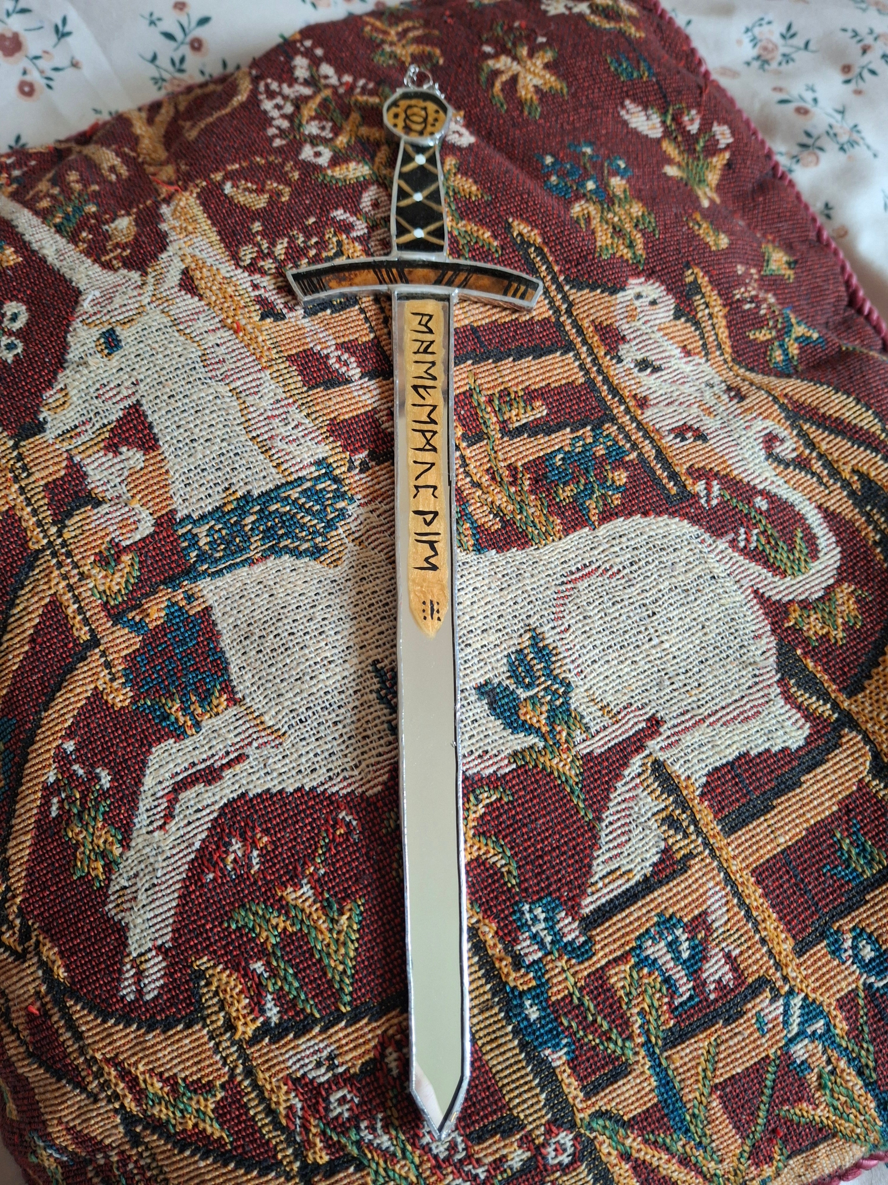 BBC Merlin- Escalibur sword mini stained glass - Medieval decor