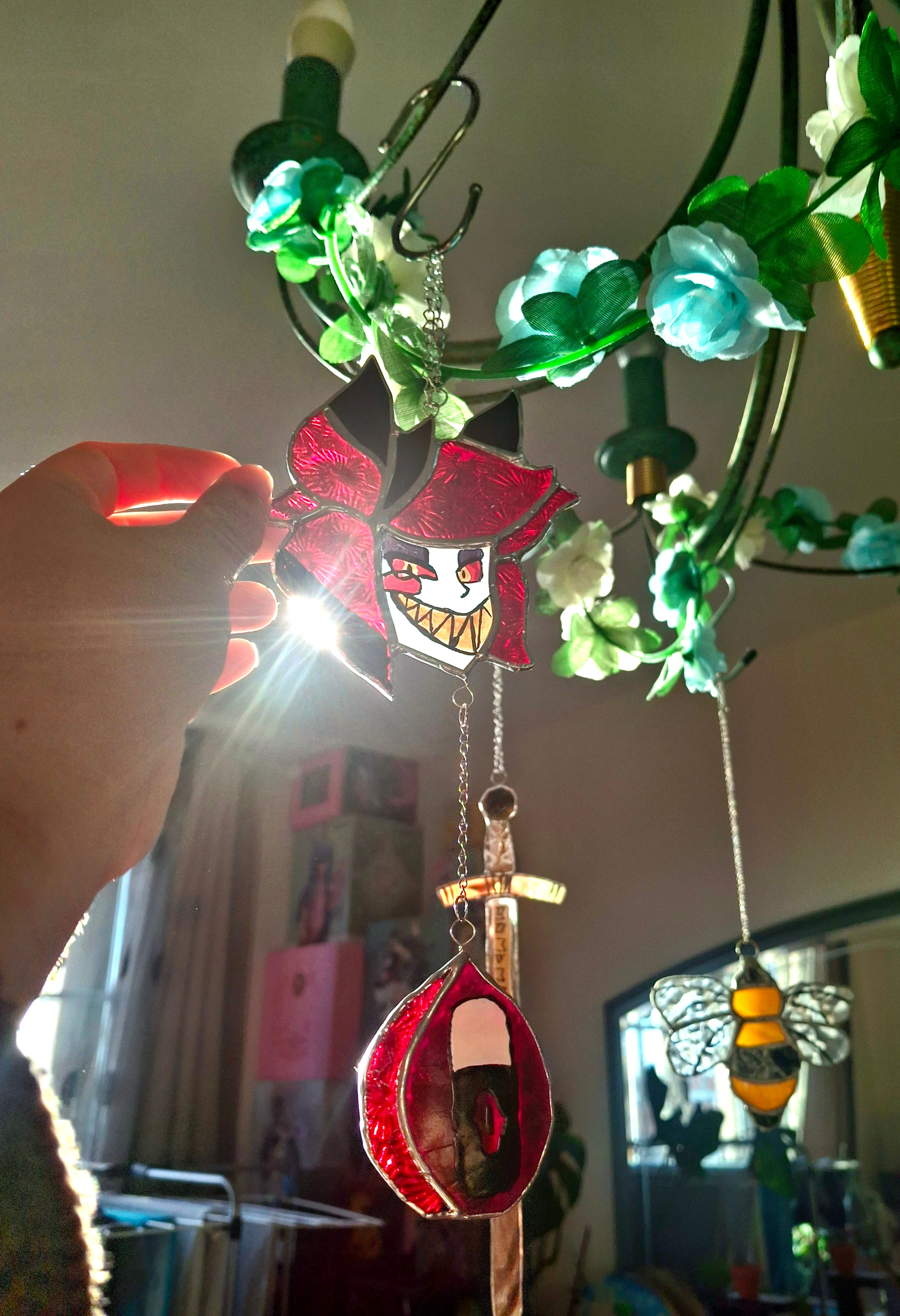 Alastor mini stained glass - Hazbin Hotel sun catcher